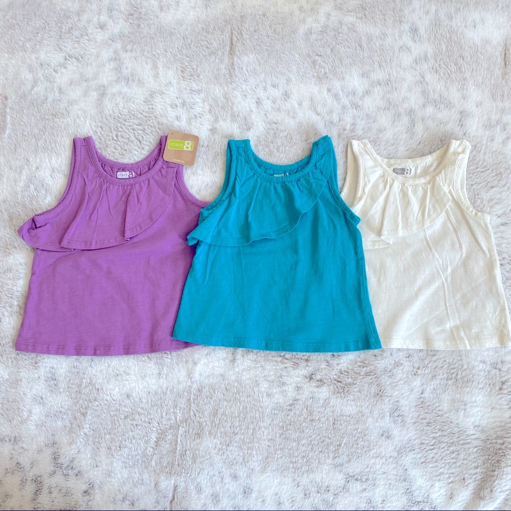 Ruffle shoulder baby girls tank bundle